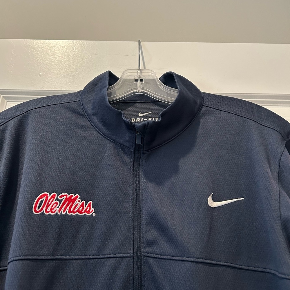 Nike Ole Miss Men's Blue Dri-FIT Quarter-Zip Pullover - Picture 5 of 7